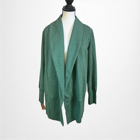 H by Halston French Terry Open Front Jacket with Ribbed Trim Size Small - Picture 1 of 8